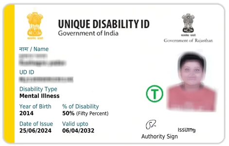 Unique Disability ID (UDID) PVC Card Print